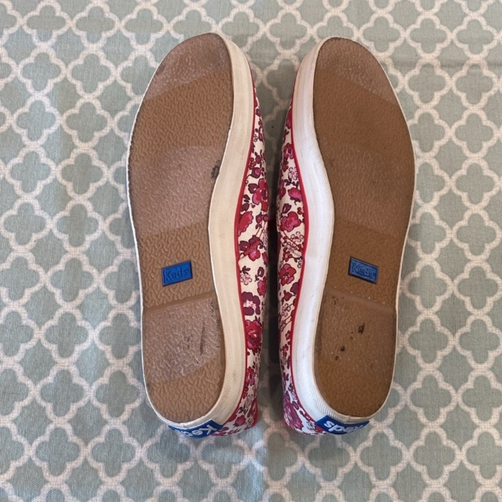 Keds Floral Lace Up Sneakers Red White 7.5 - Picture 6 of 9